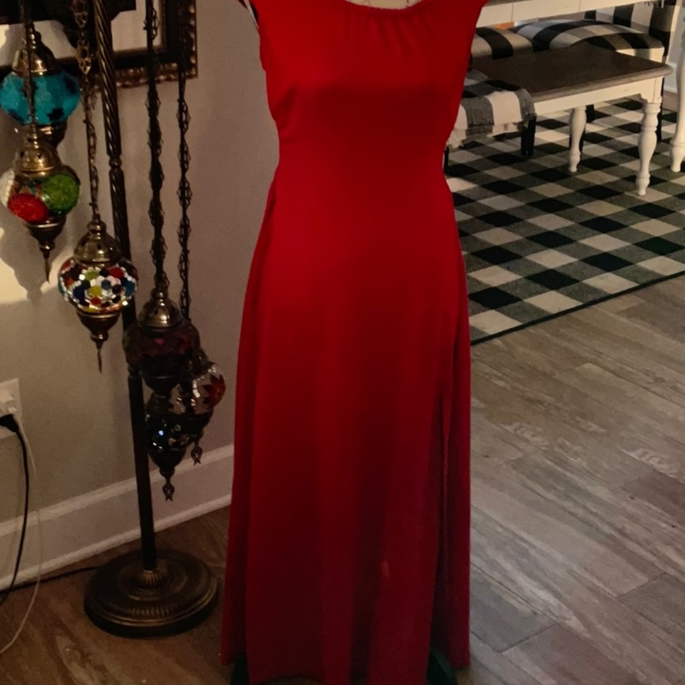 Custom made dress heavy stretch boat type neck